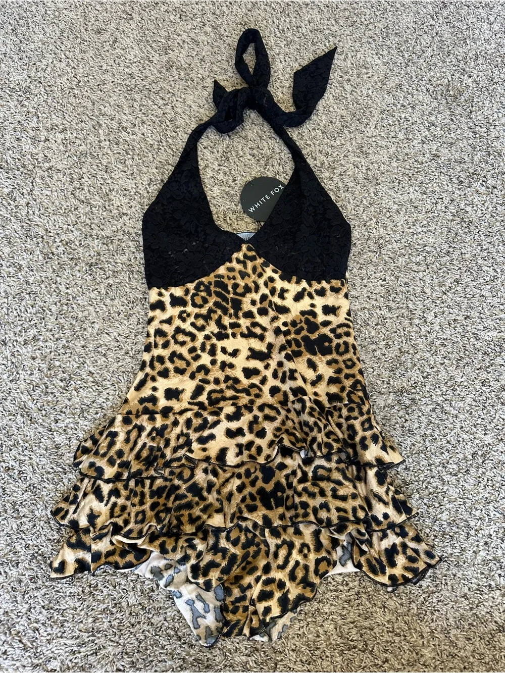 Leopard Print Halter romper with Black Bodice - Picture 2 of 4